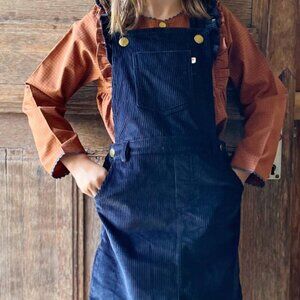 Petite Lucette Paris 10 Navy Corduroy Pinafore Dungaree Dress